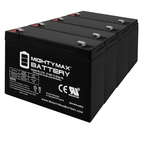 Mighty Max Battery 6V 12AH F2 Replacement Battery for Tripp-Lite PRO675 SM0445 - 4PK MAX3896365 - main